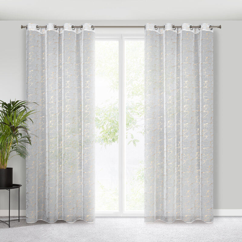 Firana gotowa REVA1 biała 140 X 250 cm – z subtelnym nadrukiem