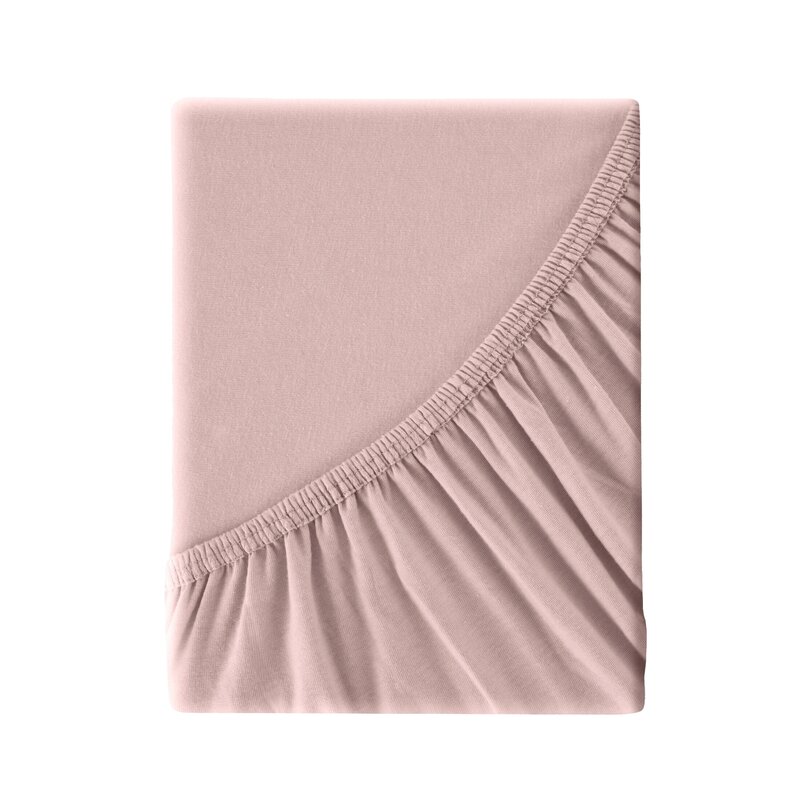 Prześcieradło jersey pudrowy róż 160 x 200 x 30 cm – miękkie i oddychające