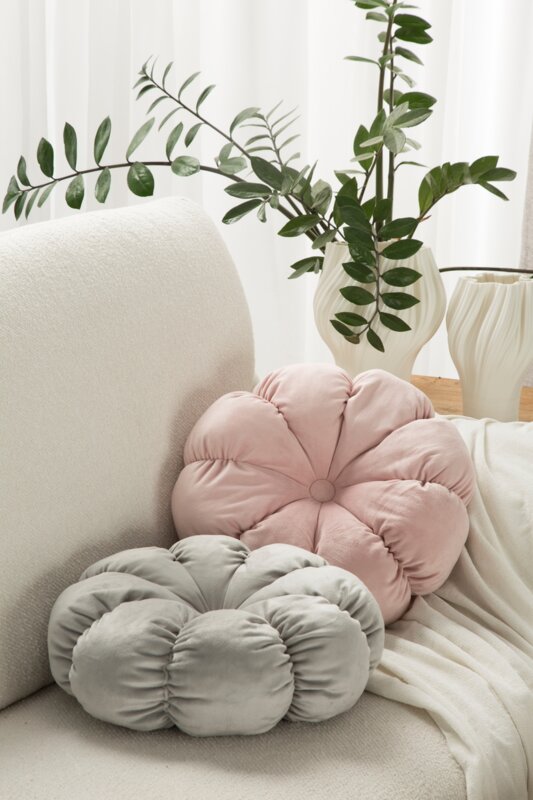Poszewka dekoracyjna Flower niebieska O 37 cm – miękka w dotyku