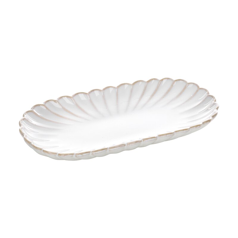 Patera ceramiczna Avril kremowa 23 x 12 x 3 cm – na stół i komodę