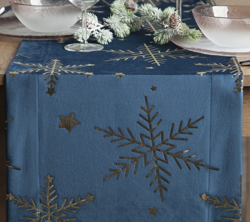 Bieżnik świąteczny granatowy 40 x 140 cm – welwetowy i elegancki