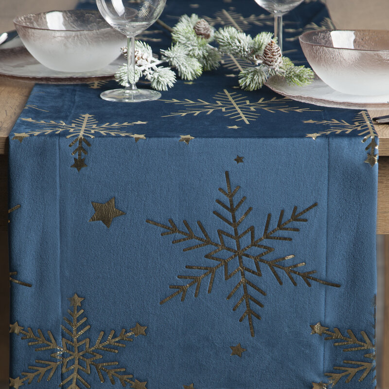 Bieżnik świąteczny granatowy 40 x 140 cm – welwetowy i elegancki