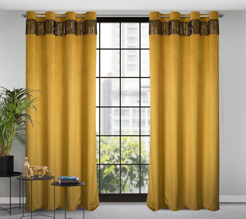 Zasłona gotowa Jasper złota 140 X 250 cm – welwetowa z cekinami
