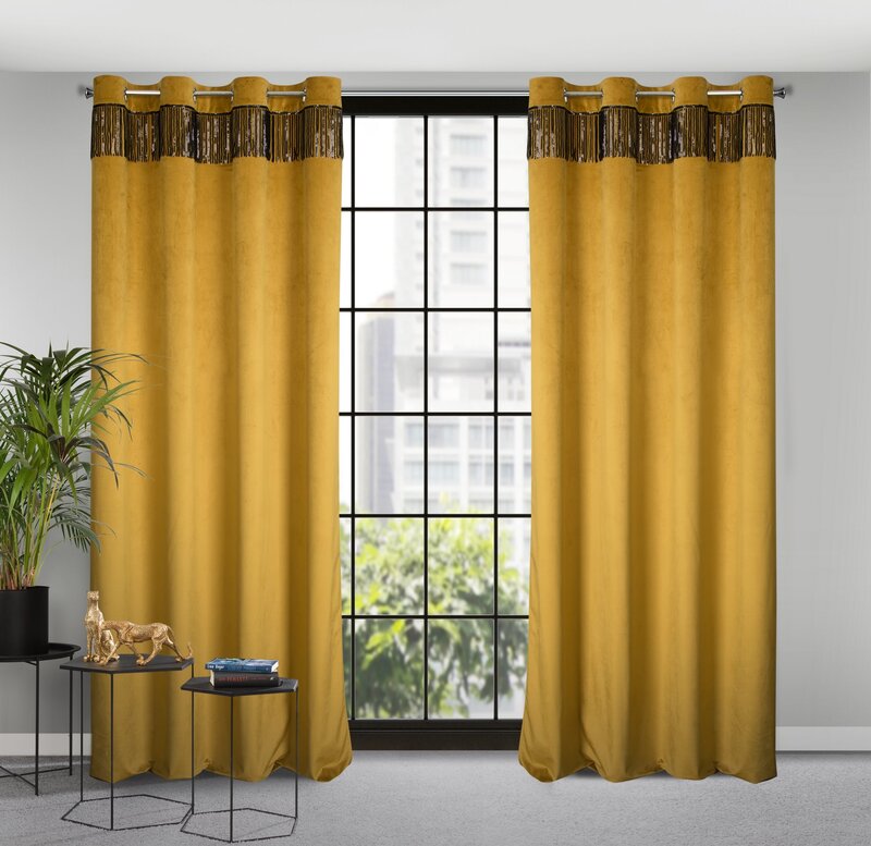 Zasłona gotowa Jasper złota 140 X 250 cm – welwetowa z cekinami