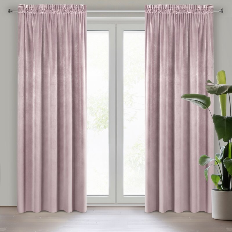 Zasłona gotowa Samanta pudrowy róż 140 X 300 CM – welwetowa miękkość