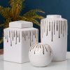 Wazon ceramiczny biały 14 x 14 x 28 cm – na susze i kwiaty