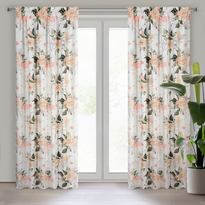 Zasłona gotowa Dimout Rose biała 135 X 270 CM – zapewnia prywatność