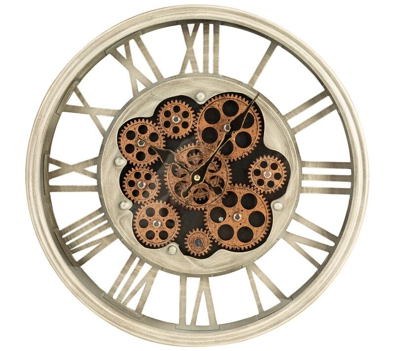 Zegar ścienny industrial popielaty O 37 x 7 cm – idealny do salonu