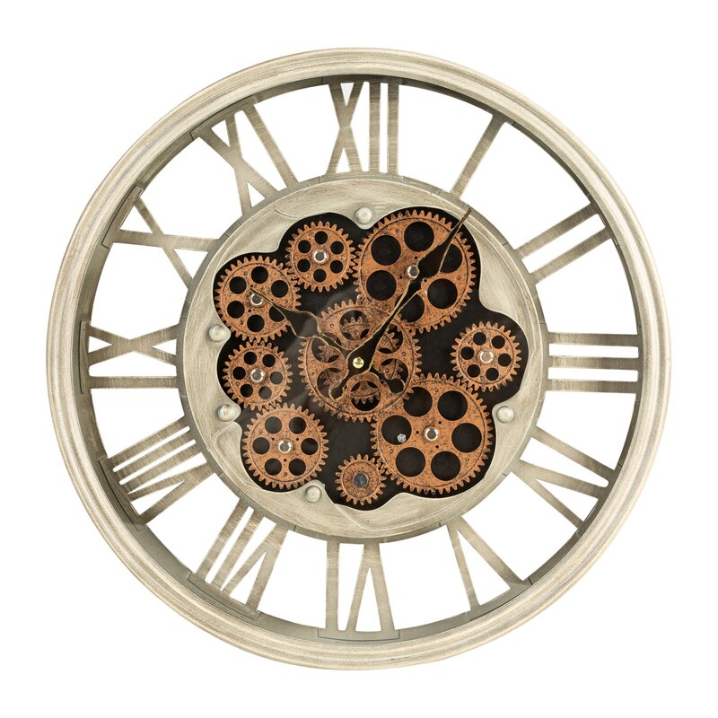 Zegar ścienny industrial popielaty O 37 x 7 cm – idealny do salonu