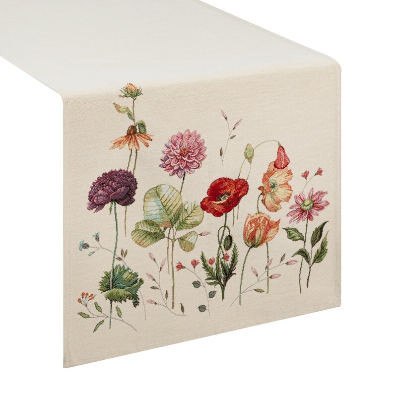 Obrus gobelinowy polne kwiaty naturalny 45x140 – doda uroku jadalni