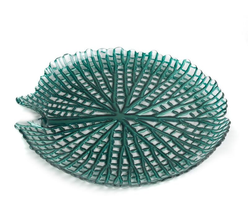 Patera szklana MELA turkusowa fi 32 x 3 cm – dekoracja wnętrz