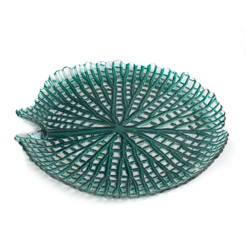 Patera szklana MELA turkusowa fi 32 x 3 cm – dekoracja wnętrz