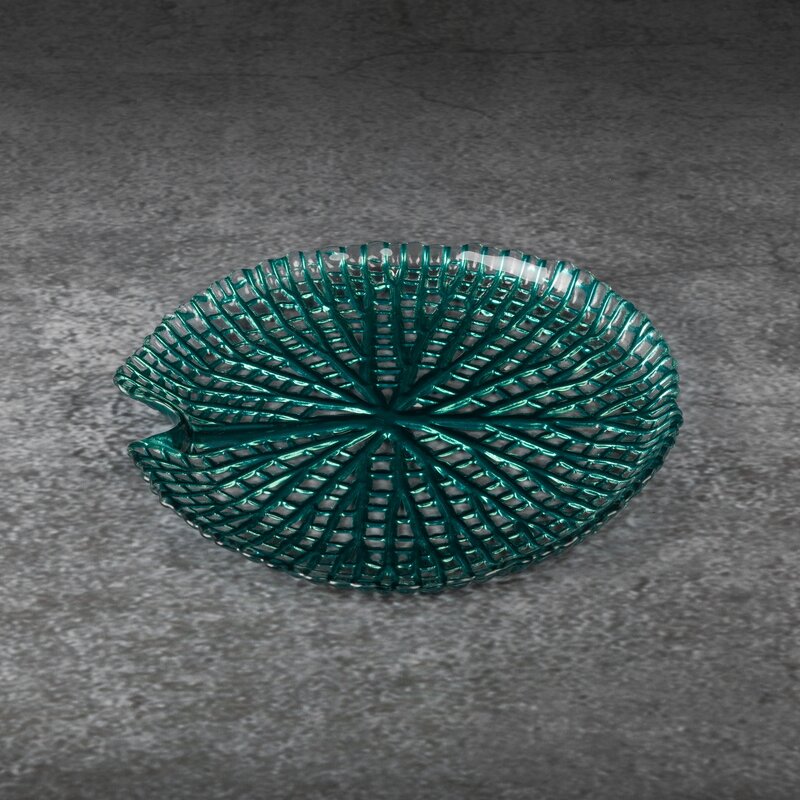 Szklana patera Mela turkusowa 24 x 3 cm – idealna na owoce