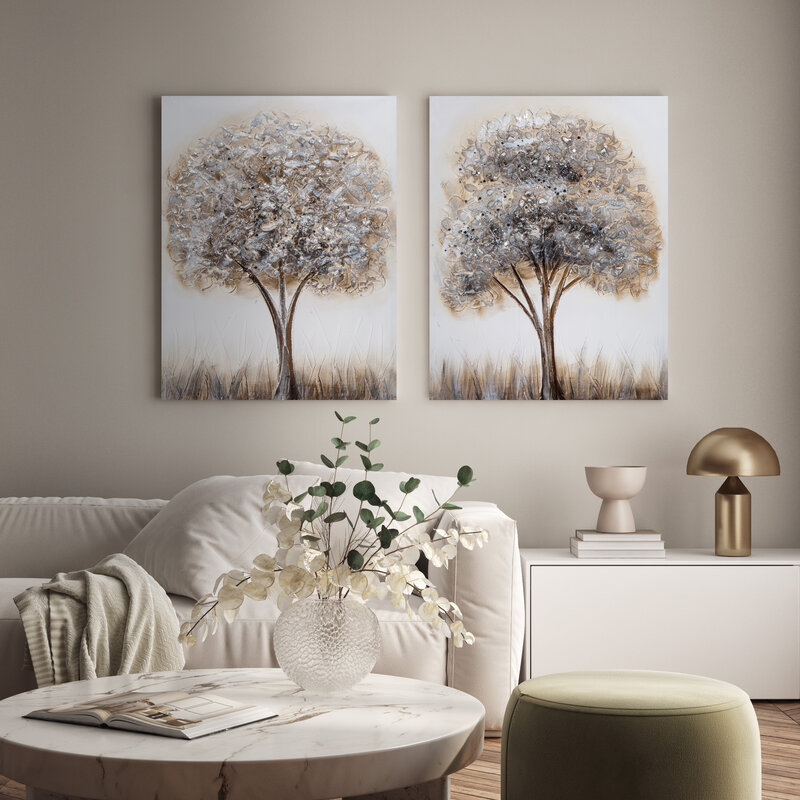 Obraz ręcznie malowany drzewo biały 50 X 70 cm – zachwyca fakturą 3D