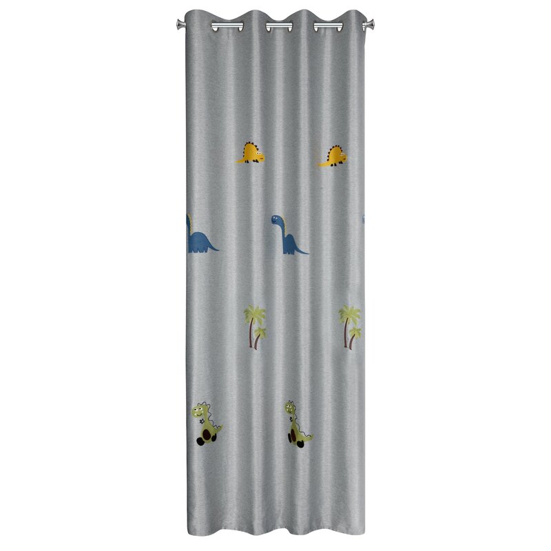 Zasłona gotowa Dino srebrna 140 x 250 cm – do pokoju dziecka