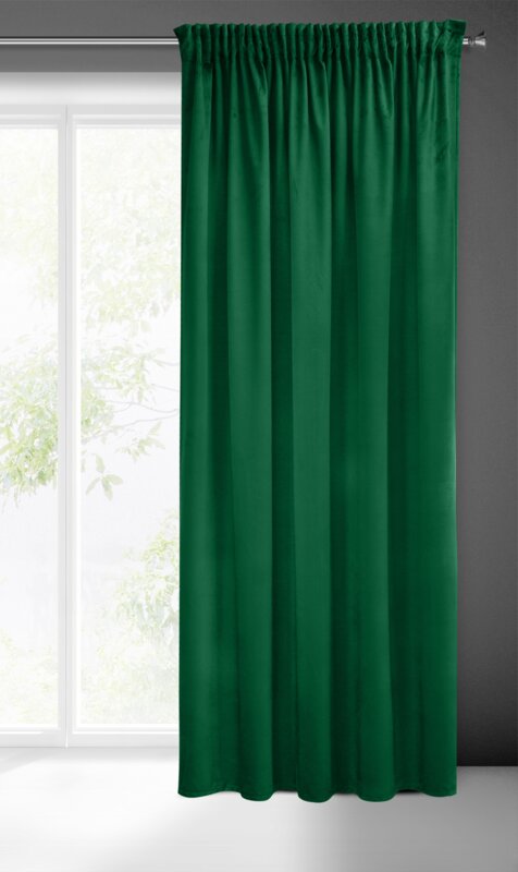 Zasłona gotowa Sibel ciemnozielona 140 x 270 cm – zaciemniająca i aksamitna