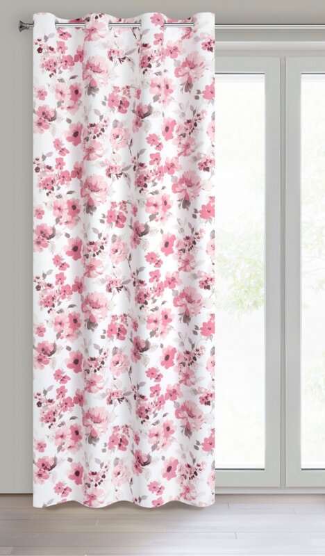 Zasłona gotowa Caren biała 140 X 250 cm – z kwiatowym wzorem
