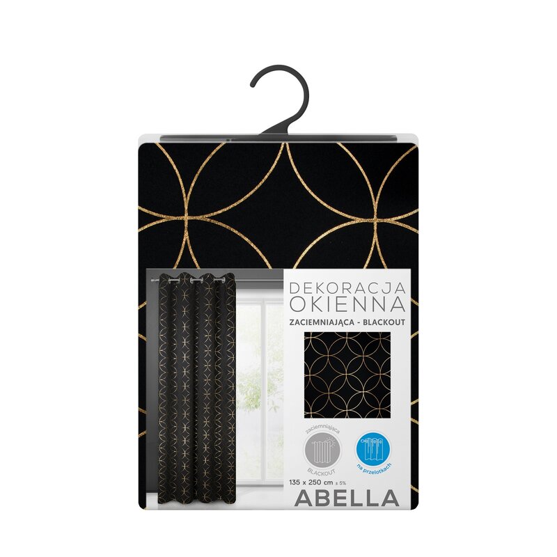 Zasłona gotowa Abella czarna 135 x 250 cm – zapewnia zaciemnienie