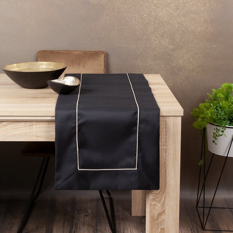 Bieżnik Madele czarny 40 X 140 CM – do jadalni i salonu