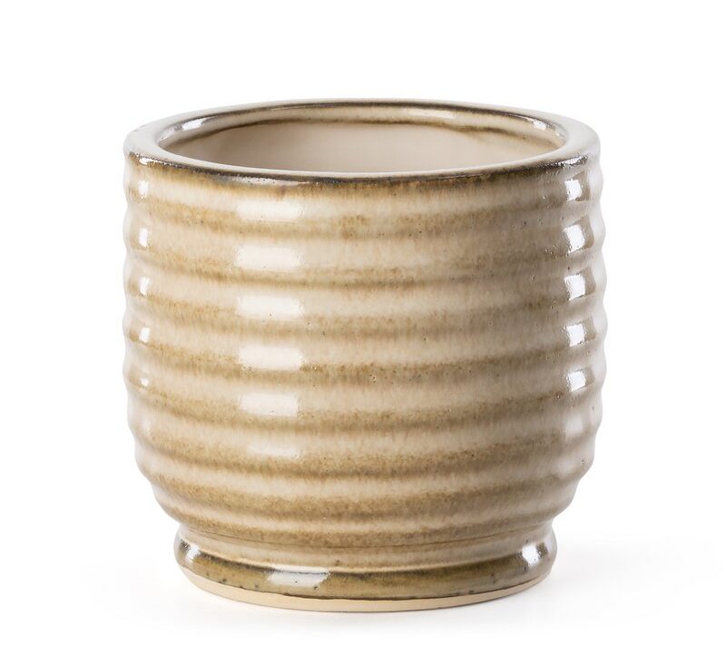 Doniczka ceramiczna jasnobrązowa fi 12 x 11 cm – do roślin