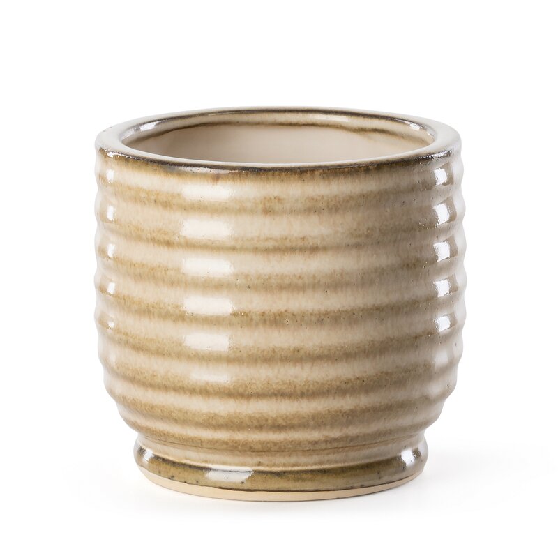 Doniczka ceramiczna jasnobrązowa fi 12 x 11 cm – do roślin