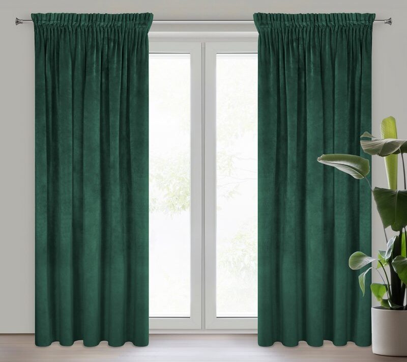 Zasłona gotowa Villa ciemnozielona 140 x 270 cm – zaciemniająca i stylowa