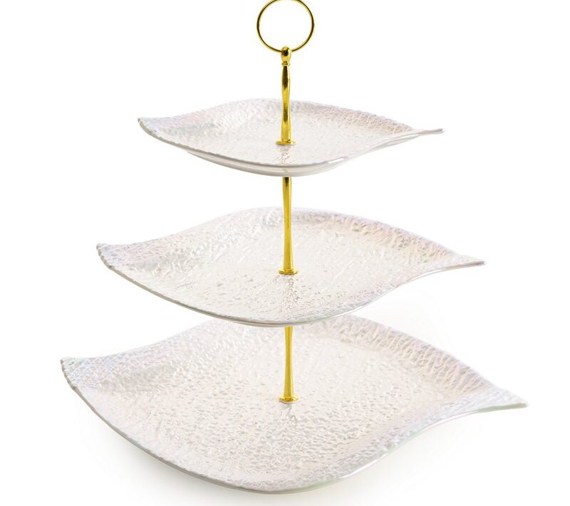 Patera ceramiczna Nina perłowa 27 x 28 x 30 cm – do serwowania przekąsek