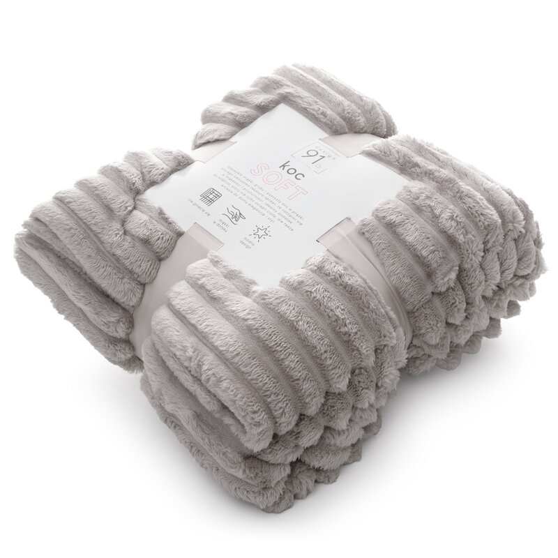 Koc flano D91 beżowy 170 x 210 cm – ciepły i miękki
