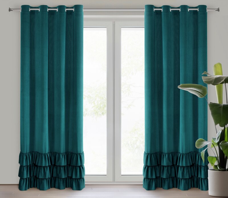 Zasłona gotowa Megi ciemnoturkusowa 140 x 250 cm – zaciemniająca i stylowa