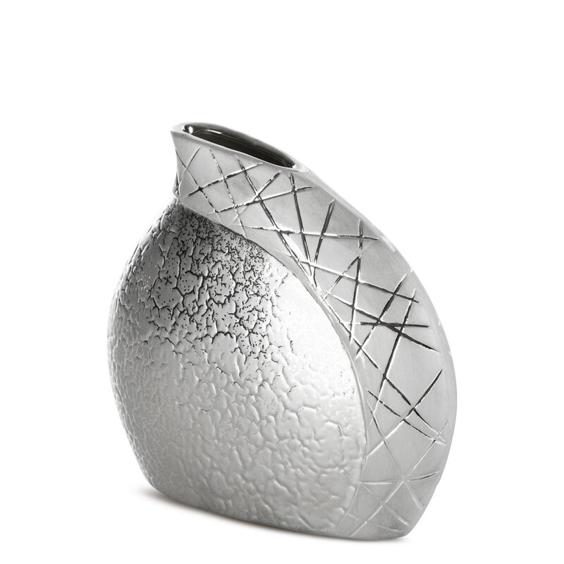 Wazon ceramiczny Alira srebrny 20 x 8 x 19 cm – do dekoracji salonu