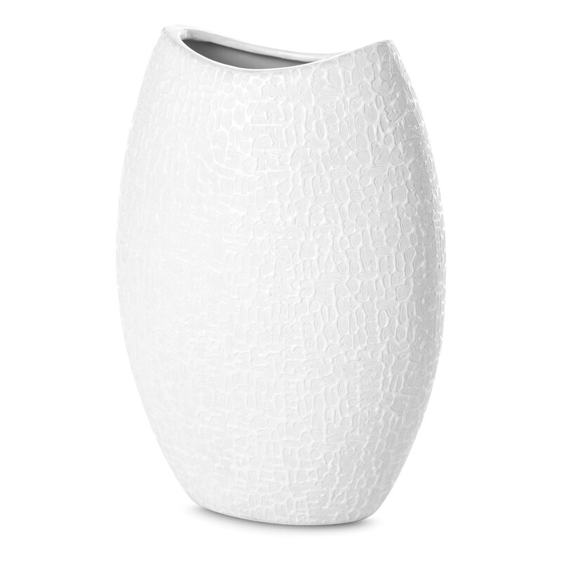 Wazon ceramiczny Riso biały 18 x 9 x 26 cm – na suszone kwiaty