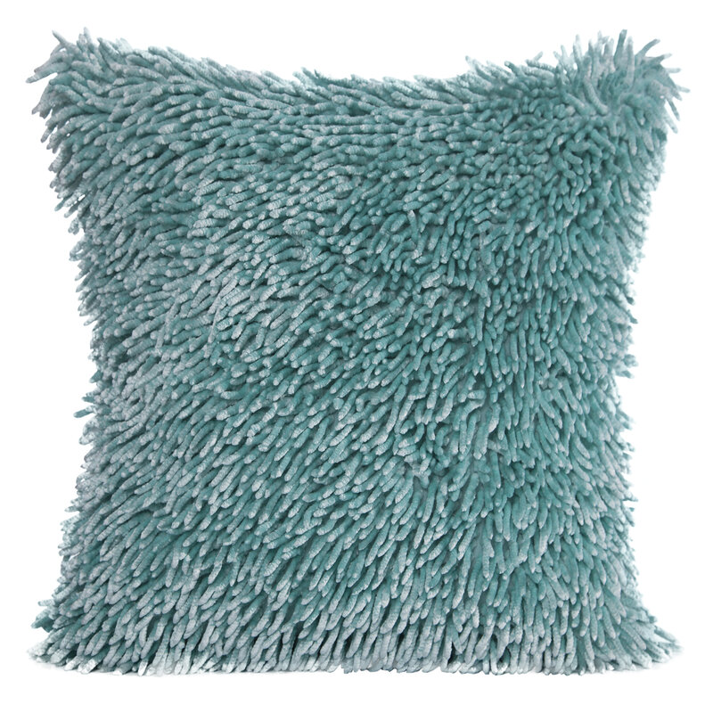 Poszewka dekoracyjna Shaggy miętowa 40 x 40 cm – miękka i przytulna