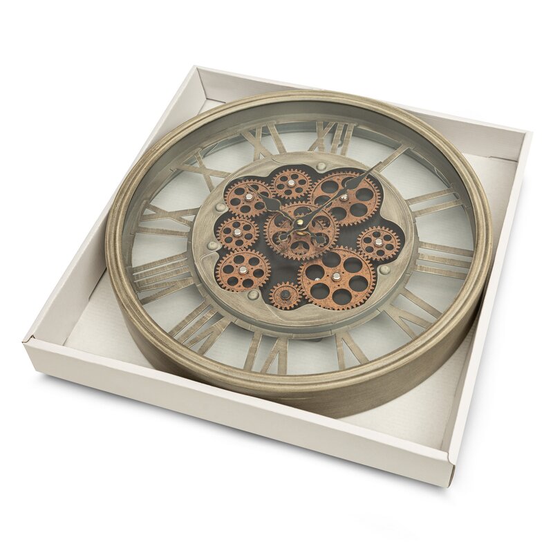 Zegar ścienny industrial popielaty O 37 x 7 cm – idealny do salonu