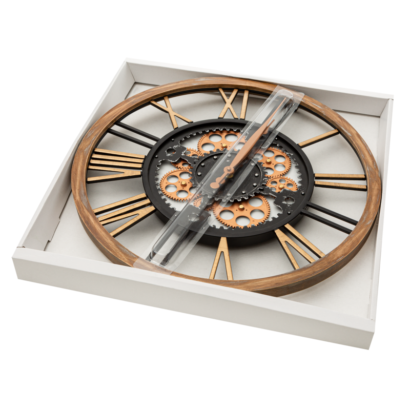 Zegar ścienny industrial czarny O 50 x 6 cm – centralny punkt aranżacji