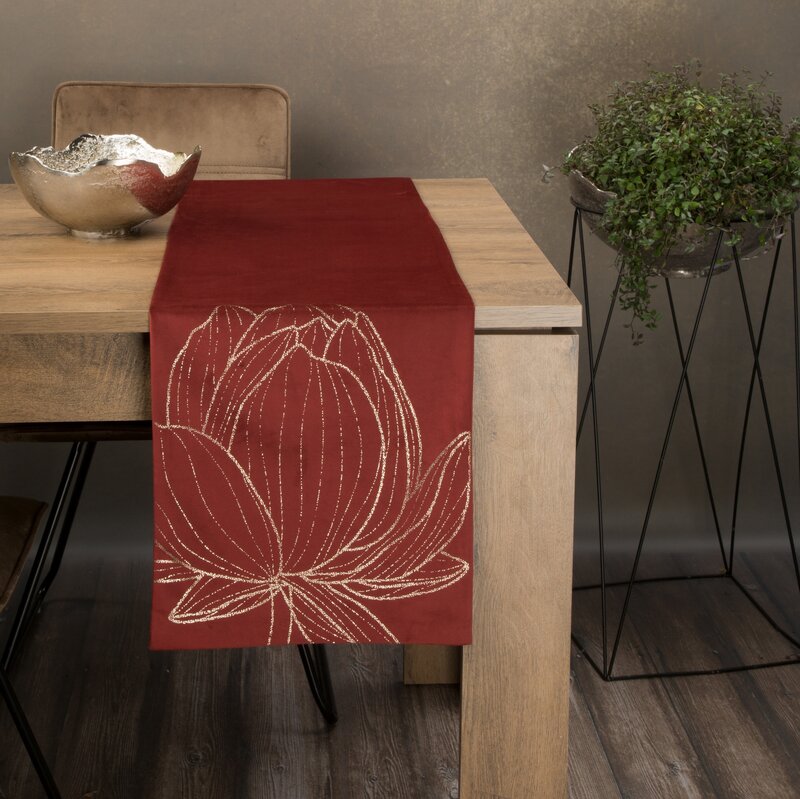 Obrus błyszczący ceglasty 35 x 140 cm – doda blasku wnętrzu