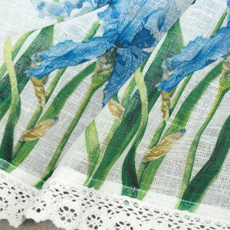 Firana gotowa z kwiatami biała 150 x 60 cm – doda uroku kuchni