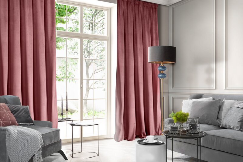 ZASŁONA GOTOWA D91 ROSA NA TAŚMIE 140 X 270 CM CIEMNORÓŻOWY