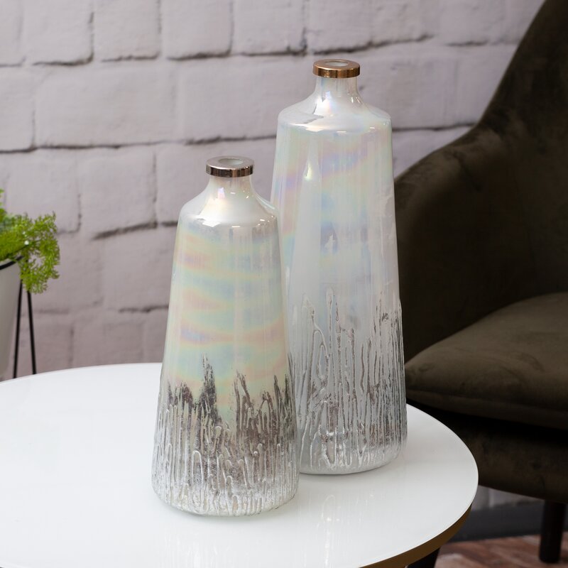 Wazon szklany Aden kremowy fi 19 x 43 cm – na susze i kwiaty