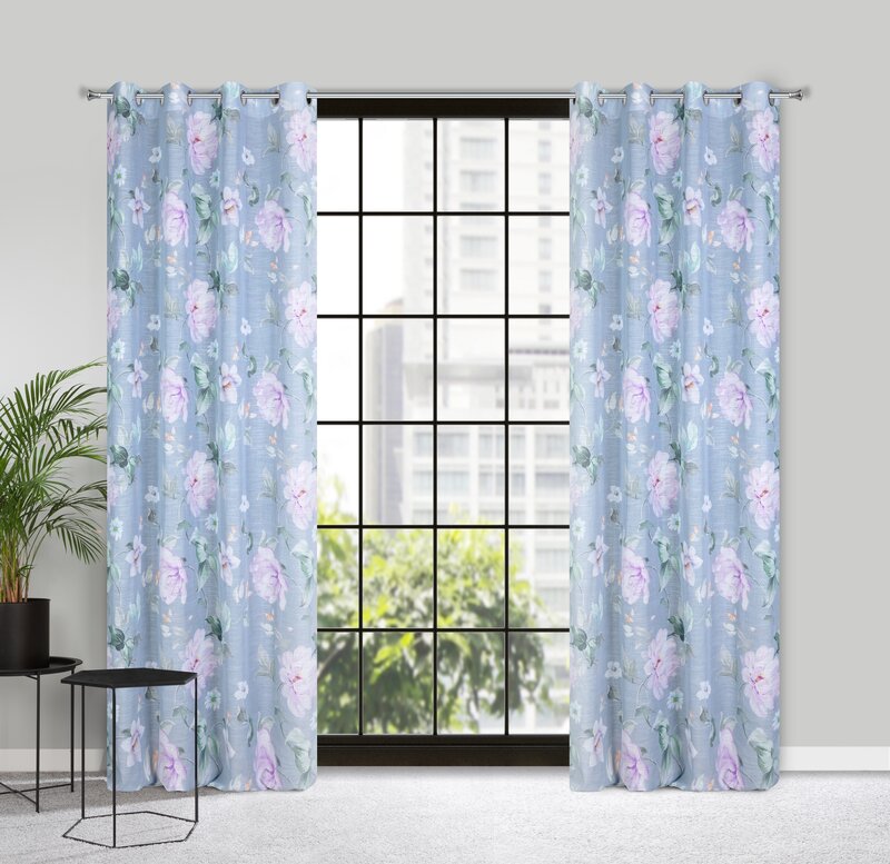 Zasłona gotowa Flora popielata 140 x 250 cm – subtelnie filtruje światło