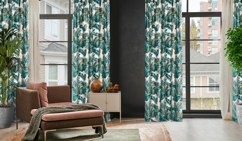 Zasłona gotowa Davos biała 140 X 270 cm – z roślinnym wzorem