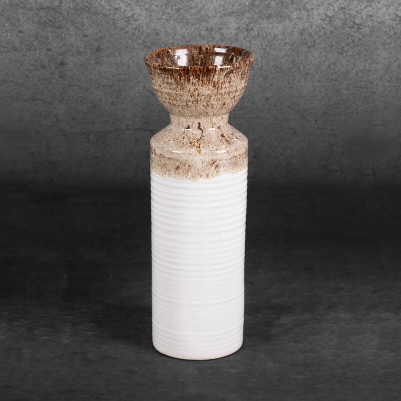 Wazon ceramiczny Erina biały fi 13 x 35 cm – na suszone kompozycje