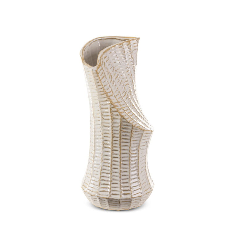 Wazon ceramiczny Liza kremowy 18 x 40 cm – na suszone kwiaty