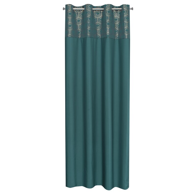 Zasłona gotowa Dafne turkusowa 140 X 250 cm – ze złotym nadrukiem