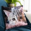 Poszewka na poduszkę z kotem szara 45 x 45 cm – wprowadza ciepło