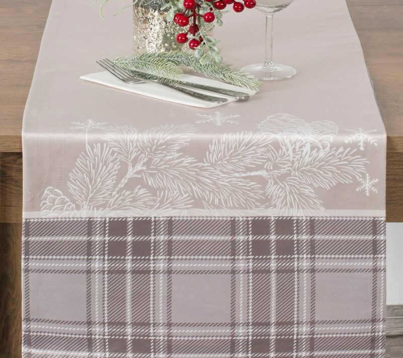Bieżnik świąteczny Holly beżowy 40 x 140 cm – trwały i łatwy w czyszczeniu