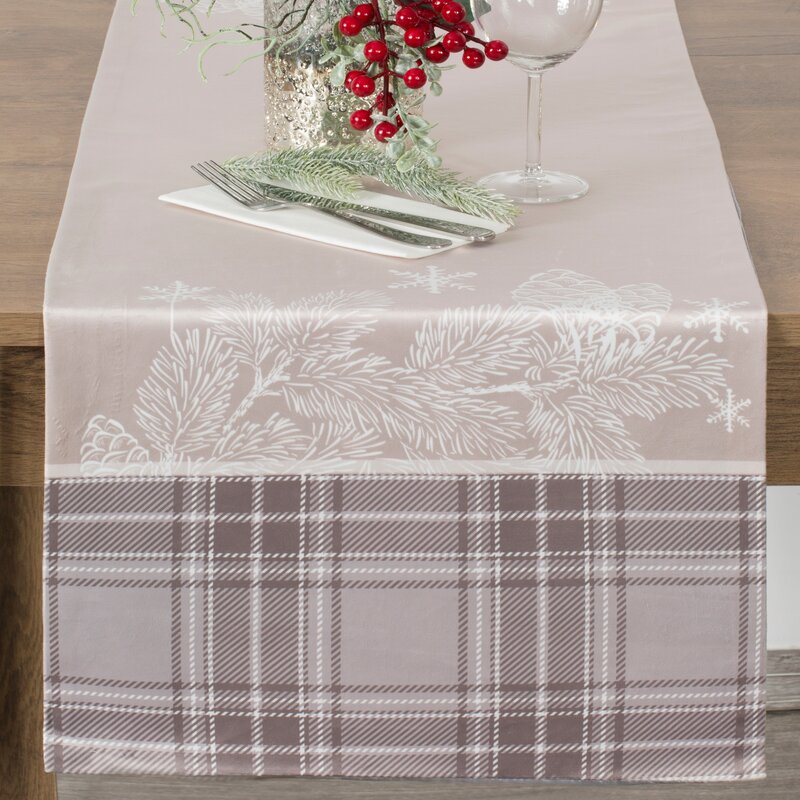 Bieżnik świąteczny Holly beżowy 40 x 140 cm – trwały i łatwy w czyszczeniu