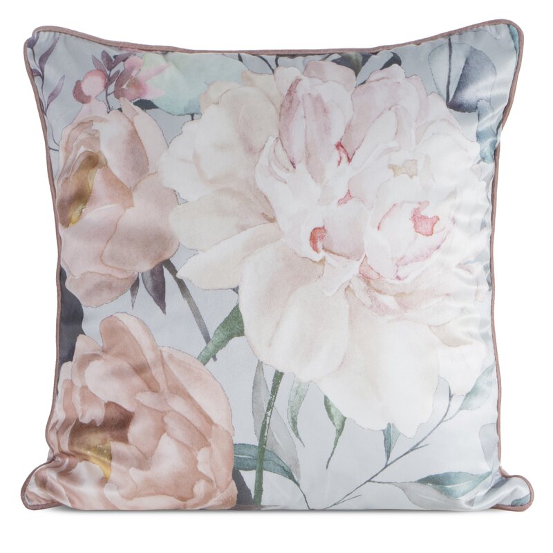 Poszewka welwetowa ROSITA2 srebrna 45 X 45 CM – z botanicznym nadrukiem
