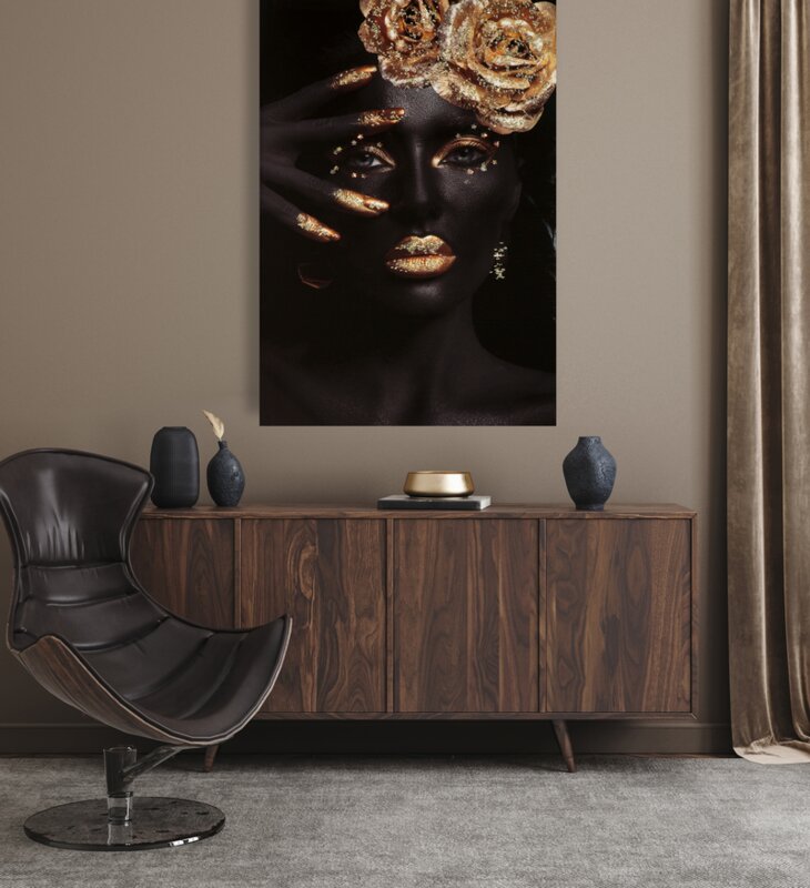 Obraz ręcznie malowany kobieta czarny 60 X 90 cm – do salonu i sypialni
