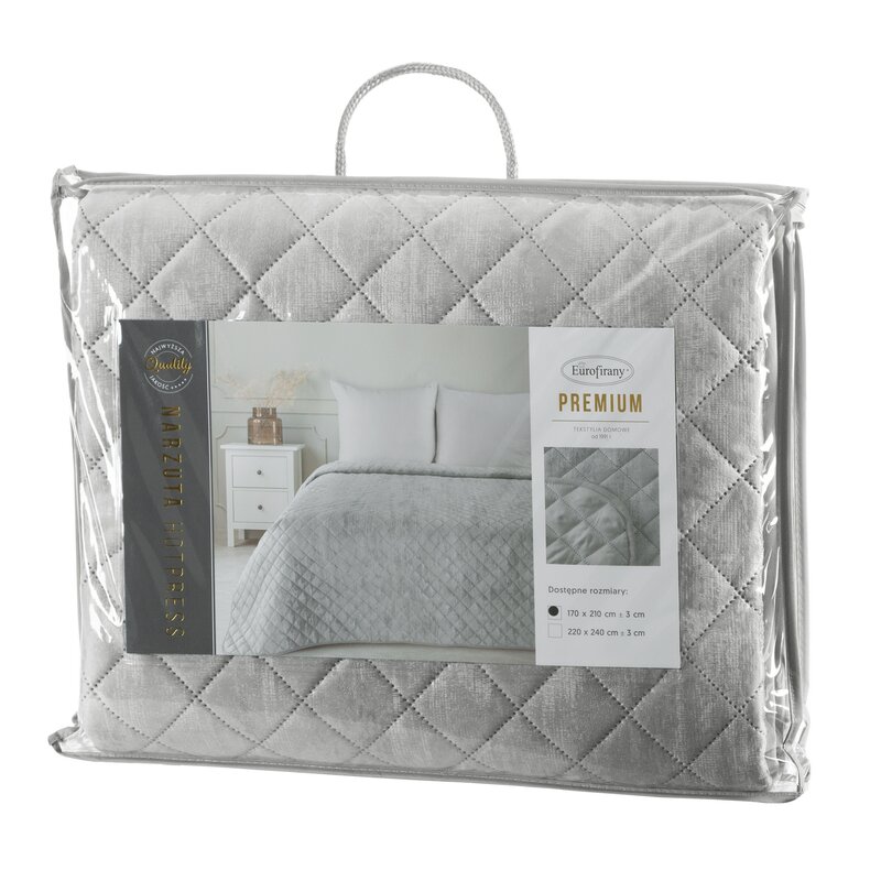 Narzuta velvet srebrna 170 x 210 cm – doda blasku sypialni