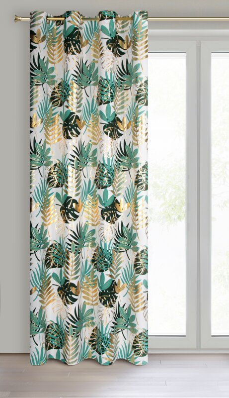 Zasłona gotowa Malta biała 140 X 250 CM – z motywem botanicznym